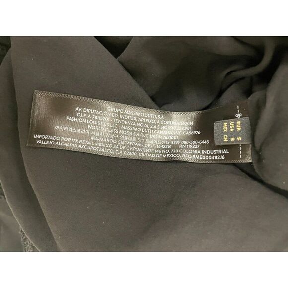 Massimo Dutti Women Midi Dress S Black Viscose Embroidered Detail 6617/617 NWT - Picture 6 of 11